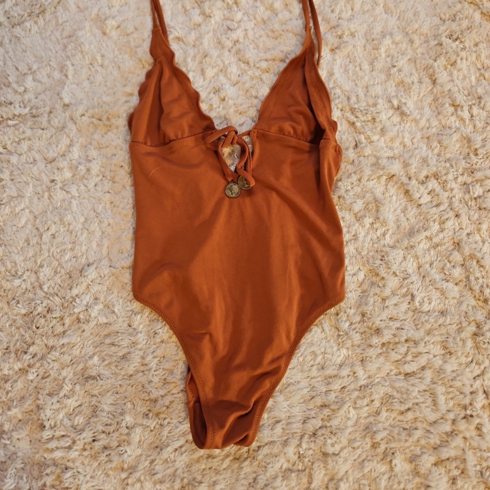 MINKPINK Terracotta One Piece Plunge Swimsuit